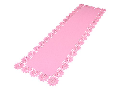 DECOLINE Filz Tisch-Deckchen Blumenbordüre 30 x 100cm rosa 1 Stück von DECOLINE