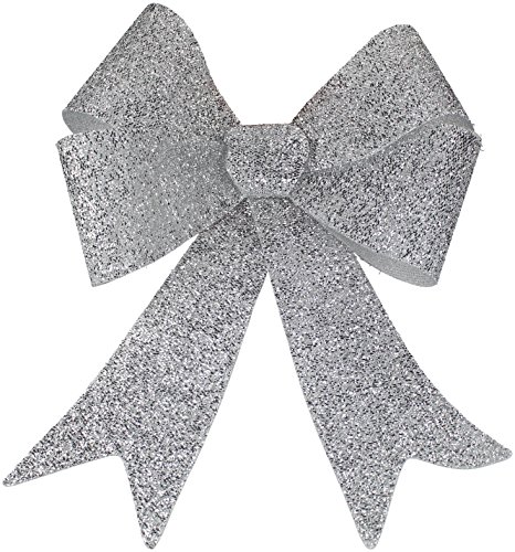 DECOLINE Glitzer Schleife L - 3 Stück Silber von DECOLINE