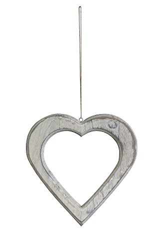 Holz Deko Hänger Herz mit Kordel (grau, 30cm) von Decoline