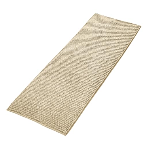 Decomira Badematte rutschfest | Als Badteppich Set kombinierbar | Badezimmer-Teppich Bad-Vorleger waschbar aus Chenille | Duschvorleger für Dusche, Badewannen, WC Deko | Beige - 50x150 cm von Decomira