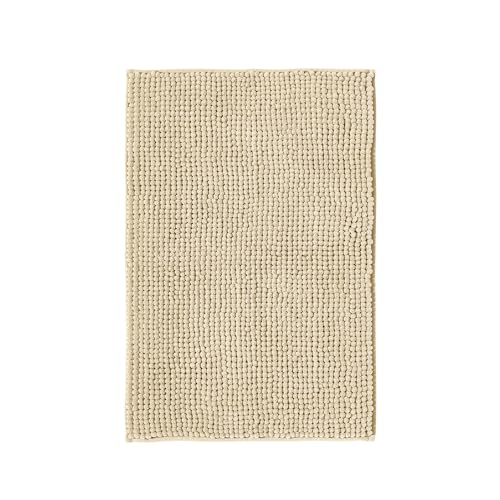 Decomira Badematte rutschfest | Als Badteppich Set kombinierbar | Badezimmer-Teppich Bad-Vorleger waschbar aus Chenille | Duschvorleger für Dusche, Badewannen, WC Deko | Beige - 50x80 cm von Decomira