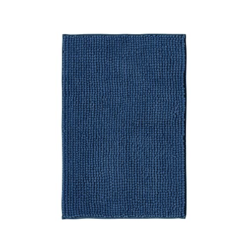 Decomira Badematte rutschfest | Als Badteppich Set kombinierbar | Badezimmer-Teppich Bad-Vorleger waschbar aus Chenille | Duschvorleger für Dusche, Badewannen, WC Deko | Blau - 50x80 cm von Decomira