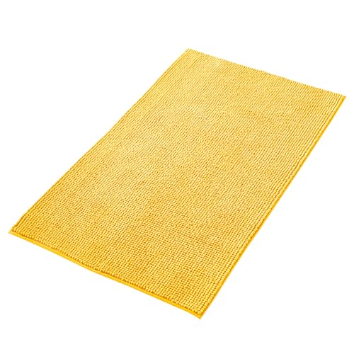 Decomira Badematte rutschfest | Als Badteppich Set kombinierbar | Badezimmer-Teppich Bad-Vorleger waschbar aus Chenille | Duschvorleger für Dusche, Badewannen, WC Deko | Gelb - 70x120 cm von Decomira