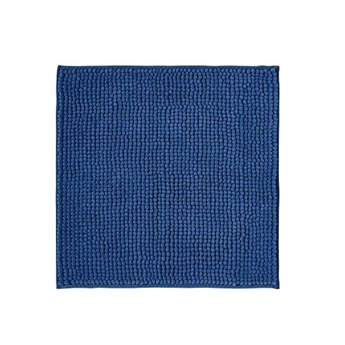 Decomira Badematte rutschfest | Als Badteppich Set kombinierbar | Badezimmer-Teppich Bad-Vorleger waschbar aus Chenille | Duschvorleger für Dusche, Badewannen, WC Vorleger | Blau - 45x45 cm von Decomira