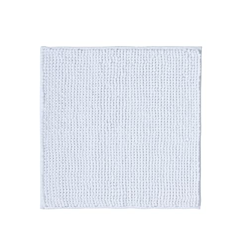 Decomira Badematte rutschfest | Als Badteppich Set kombinierbar | Badezimmer-Teppich Bad-Vorleger waschbar aus Chenille | Duschvorleger für Dusche, Badewannen, WC Vorleger | Weiss - 45x45 cm von Decomira