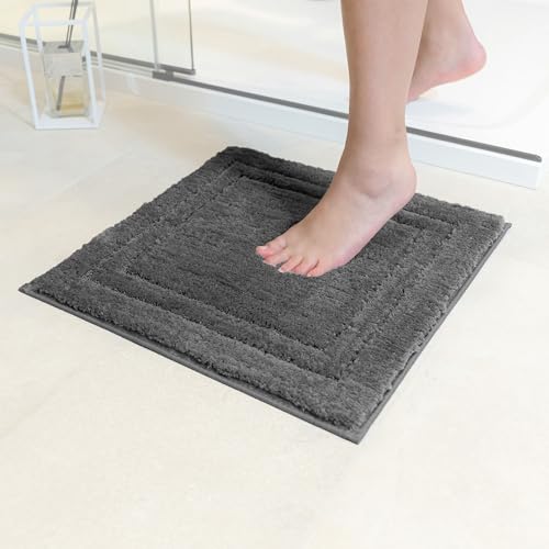 Decomira Badematte rutschfest | Als Badteppich Set kombinierbar | WC-Teppich Badezimmer-Teppich Bad-Vorleger waschbar | Duschvorleger waschbar Bad-Garnitur | Dunkelgrau - 45x45 cm von Decomira