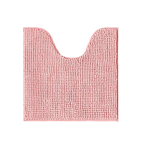 Decomira Badematte rutschfest WC Vorleger mit Ausschnitt | Als Badteppich Set kombinierbar | Badezimmer-Teppich Bad-Vorleger waschbar aus Chenille | Für freistehende Toiletten | Rosa - 45x45 cm von Decomira