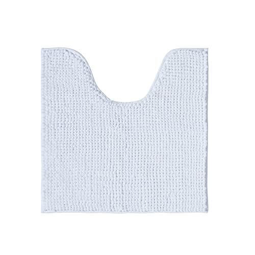 Decomira Badematte rutschfest WC Vorleger mit Ausschnitt | Als Badteppich Set kombinierbar | Badezimmer-Teppich Bad-Vorleger waschbar aus Chenille | Für freistehende Toiletten | Weiss - 45x45 cm von Decomira