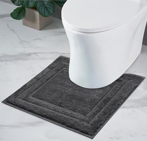 Decomira Badematte rutschfest WC Vorleger mit Ausschnitt | Als Badteppich Set kombinierbar | WC-Teppich Badezimmer-Teppich Bad-Vorleger waschbar | Für freistehende Toiletten | Dunkelgrau - 45x45 cm Decomira Badematte rutschfest WC Vorleger mit Ausschnitt | Als Badteppich Set kombinierbar | WC-Teppich Badezimmer-Teppich Bad-Vorleger waschbar | Für freistehende Toiletten | Dunkelgrau - 45x45 cm von Decomira