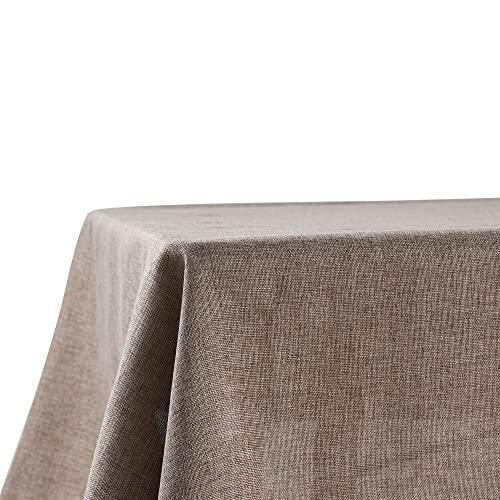 Decomira Tischdecke wasserabweisend Leinen-Optik - Fleckschutz, abwaschbar - Garten-Tischdecke Outdoor, Tischtuch Esstisch - Braun Taupe - 90x90 cm von Decomira
