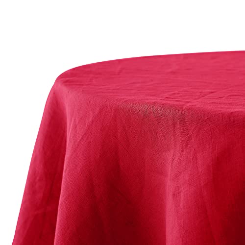 Tischdecke Leinen | Leinen-Tisch-Decke Rund aus 100% Leinen-Stoff | Tischtuch Boho Tisch-Deko modern für Esstisch | Rot 150 cm rund von Decomira