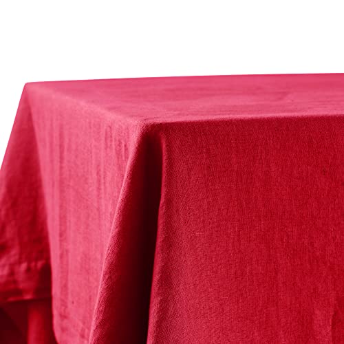 Tischdecke Leinen | Leinen-Tisch-Decke aus 100% Leinen-Stoff | Tischtuch Boho Tisch-Deko modern für Esstisch | Rot 150x300 cm von Decomira