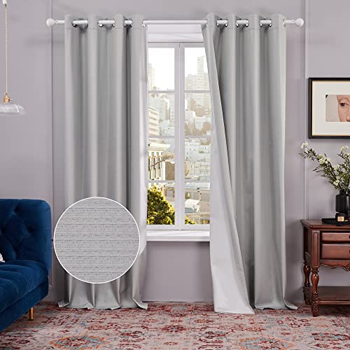 Deconovo 100% Blickdichte Gardinen Fenster Vollverdunkelungsvorhang Sonnenschutz Blickdicht Schlafzimmer Ösen Thermo Vorhänge Kälteschutz, 245x140 cm(HöhexBreite), Silber, 2er Set von Deconovo