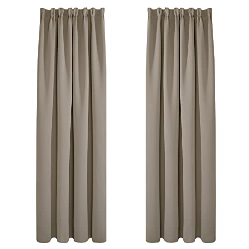 Deconovo Vorhang Blickdichte Gardinen mit Kräuselband Dicke Vorhänge Wohnzimmer Modern Winter, 240x140cm(HöhexBreite), Taupe, 2er Set von Deconovo