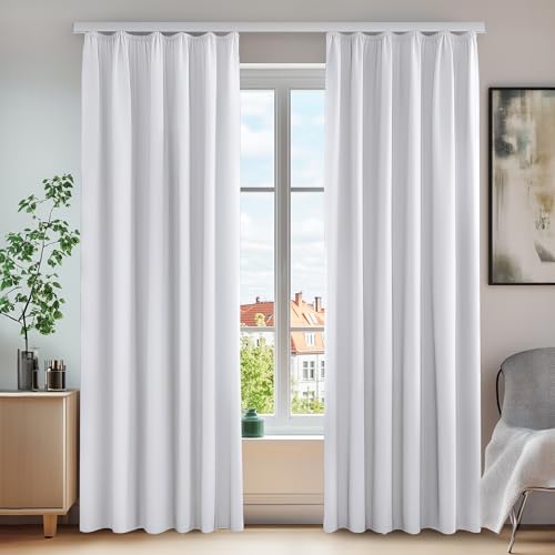 Deconovo Thermo Gardinen verdunklungsvorhänge mit Kräuselband, 245x140 cm(HöhexBreite), Silber Grau, 2er Set Deconovo Thermo Gardinen verdunklungsvorhänge mit Kräuselband, 245x140 cm(HöhexBreite), Silber Grau, 2er Set von Deconovo
