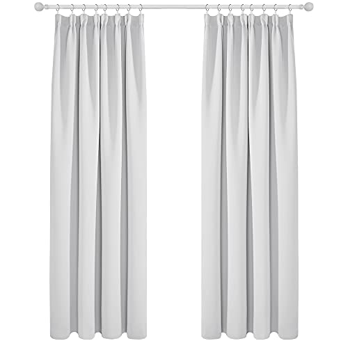 Deconovo Vorhänge Vorhang Blickdicht Kräuselband Gardinen Kinderzimmer Thermogardine Vorhänge Deko, 229x132 cm(HöhexBreite), Silber Grau, 2er Set von Deconovo