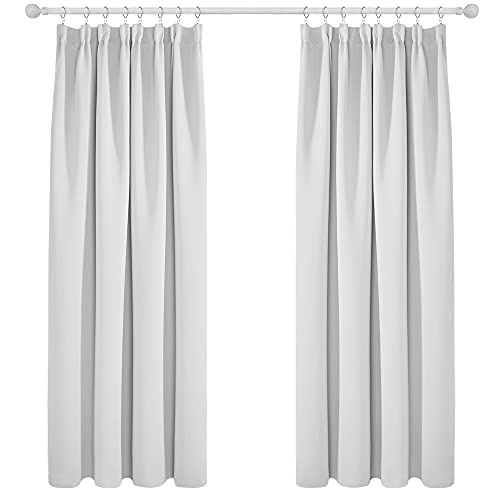 Deconovo Verdunkelungsvorhang Gardine mit Kräuselband Thermovorhang Fensterdeko Vorhänge, 180x140 cm(HöhexBreite), Silber Grau, 2er Set von Deconovo