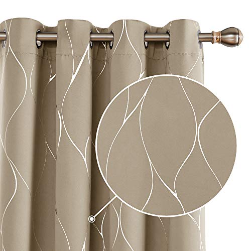 Deconovo Ösenvorhang für Schlafzimmer Dicke Thermovorhang Kälteschutz Thermogardine Hitzeschutz, Blickdichte Vorhänge, Sonnenschutz Gardinen, 240x140 cm(HöhexBreite), Taupe, 2er Set von Deconovo