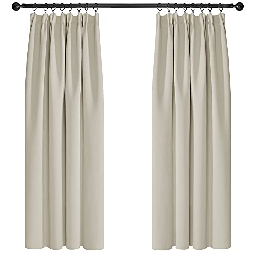 Deconovo Vorhang Blickdicht Kräuselband Gardinen Kinderzimmer Thermogardine Kälteschutz, 183x132cm(HöhexBreite), Hellbeige, 2er Set von Deconovo