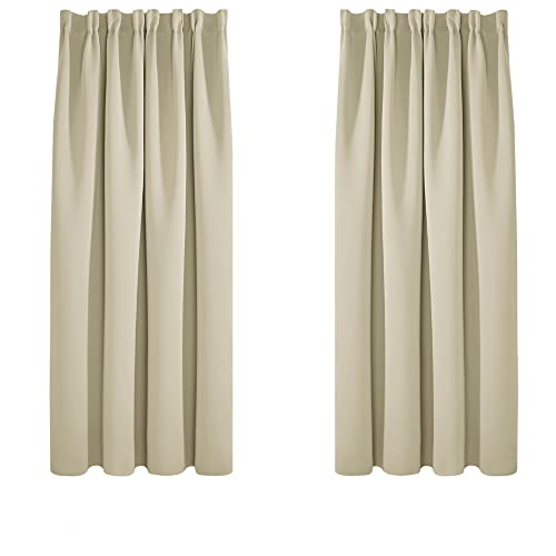 Deconovo Verdunkelungsvorhang Vorhänge mit Kräuselband Gardine für Balkontür dicke Thermogardine Kälteschutz warm Hitzeschutz, 160x132cm(HöhexBreite), Beige, 2er Set von Deconovo