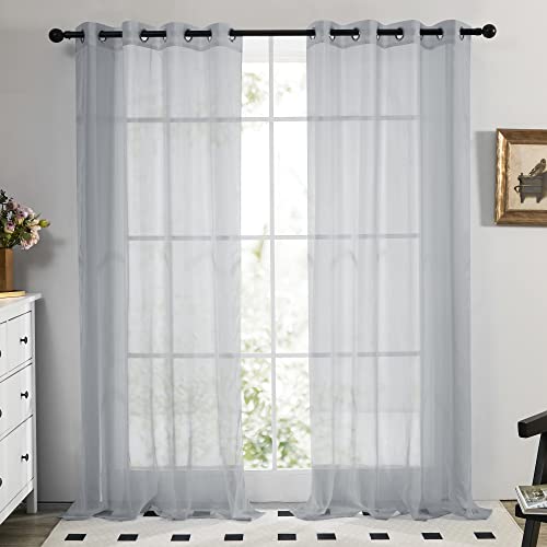 Deconovo 2 Vorhänge mit Ösen, für Fenster, 140 x 90 cm, Dunkelgrau von Deconovo