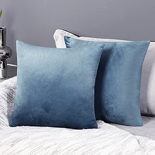 Deconovo 2er Set Samt Kissenbezüge Dekorativ Sofa Kissenbezug Zierkissenbezüge Weich Kissenhülle Dekor Schlafzimmer Sofakissen Wohnzimmer Dekokissen Couch Kissenhüllen Büro, 60x60 cm, Blaugrün von Deconovo