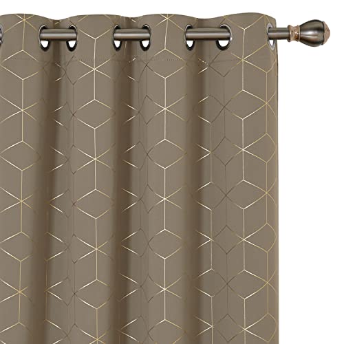 Deconovo Abdunkelnd Gardinen, Sichtschutz Gardinen mit Ösen, Thermogardinen für Wohnzimmer, 183x132 cm(HöhexBreite), Taupe, 2er Set von Deconovo