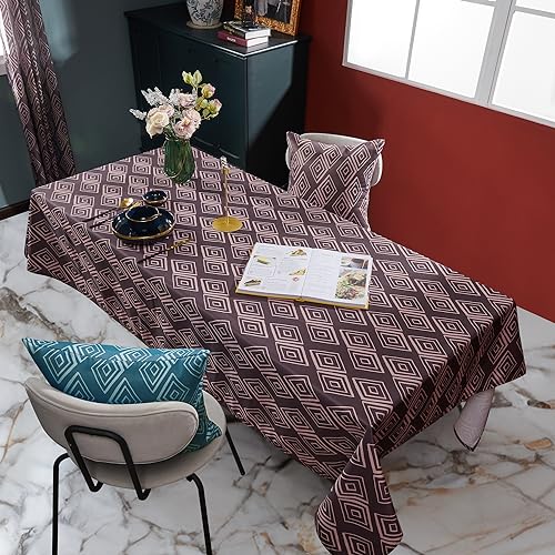 Deconovo Abwaschbare Tischdecke Lotuseffekt Tischwäsche Wasserabweisend Tischtuch Gem-Designermuster Tafeldecke Wasserdicht Umweltfreundlich, 240x140 cm, Dunkelviolett, 1 Stück von Deconovo