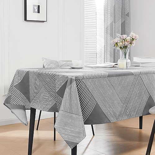 Deconovo Abwaschbare Tischdecke Lotuseffekt Tischwäsche Wasserabweisend Tischtuch Pleat-Designermuster Tischdecke Umweltfreundlich, 140x240 cm, Dunkelgrau, 1 Stück von Deconovo