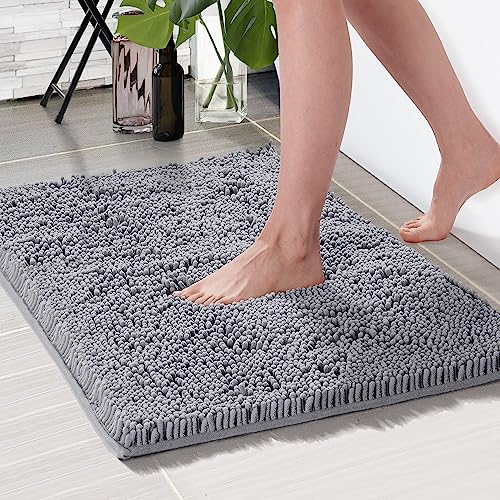 Deconovo Badvorleger Absorbierend Badematten rutschfest Badezimmerteppiche Flauschige Bathroom Rug Badteppich rutschfest Waschbar Badezimmermatte, 60x90 cm, Hellgrau, 1 Stück von Deconovo