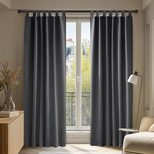 Deconovo Blickdicht Gardinen Verdunkelung Vorhang Thermovorhänge Schallschutz Wohnzimmer Schlafzimmer, 220x140 cm(HöhexBreite), Dunkelgrau, 2er Set Deconovo Blickdicht Gardinen Verdunkelung Vorhang Thermovorhänge Schallschutz Wohnzimmer Schlafzimmer, 220x140 cm(HöhexBreite), Dunkelgrau, 2er Set von Deconovo