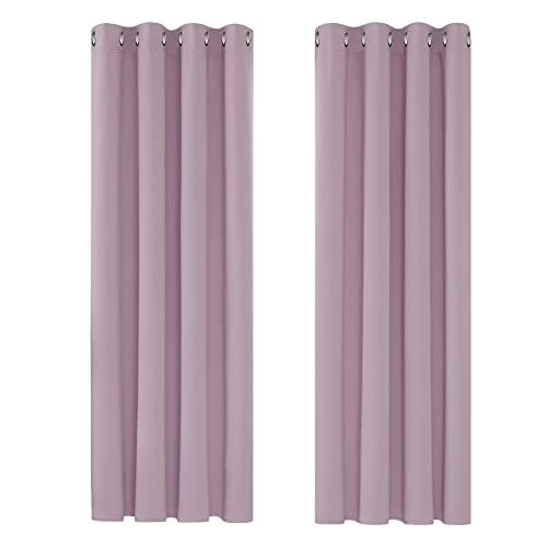Deconovo Blickdicht Gardinen mit Ösen für Schlafzimmer Thermogardine Kälteschutz Vorhang Blickdicht, 160x117cm(HöhexBreite), Hellpink, 2er Set von Deconovo