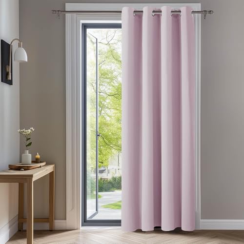 Deconovo Blickdicht Gardinen mit Ösen für Schlafzimmer Thermogardine Kälteschutz Vorhang Blickdicht, 245x140 cm(HöhexBreite), Hellpink, 1 Stück von Deconovo
