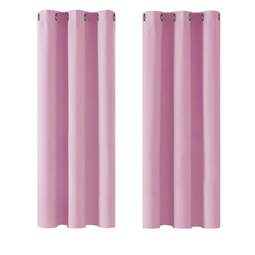 Deconovo Blickdicht Gardinen mit Ösen für Schlafzimmer Thermogardinen Vorhang Blickdicht, 138x107cm(HöhexBreite), Rosa, 2er Set von Deconovo