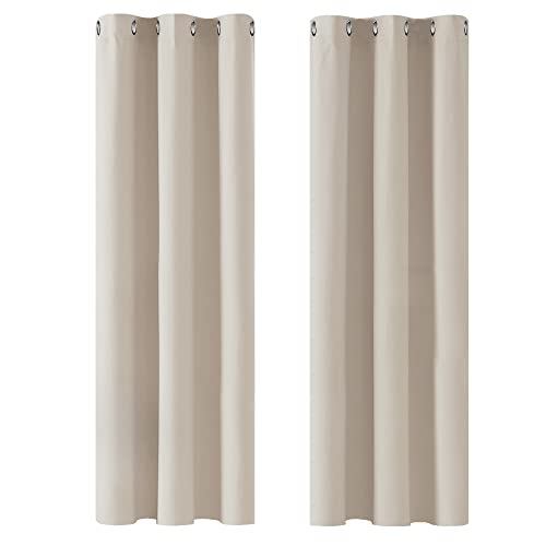 Deconovo Blickdicht Gardinen mit Ösen für Schlafzimmer Thermogardinen Vorhang Blickdicht Dicke Thermovorhang Kälteschut Hitzeschutz, 229x107cm(HöhexBreite), Hellbeige, 2er Set von Deconovo