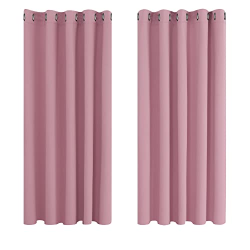 Deconovo Blickdichte Gardinen Ösenvorhang Blickdicht Vorhang Verdunkelung, 138x168 cm(HöhexBreite), Rosa, 2er Set von Deconovo