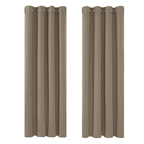 Deconovo Blickdichte Gardinen Ösenvorhang Blickdicht Vorhang Verdunkelung Winter Hitzeschutz, 175x140cm(HöhexBreite), Taupe, 2er Set von Deconovo