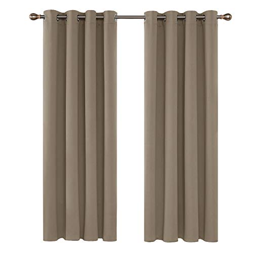 Deconovo Blickdichte Gardinen Ösenvorhang Blickdicht Vorhang Verdunkelung, 240x135cm(HöhexBreite), Taupe, 2er Set von Deconovo