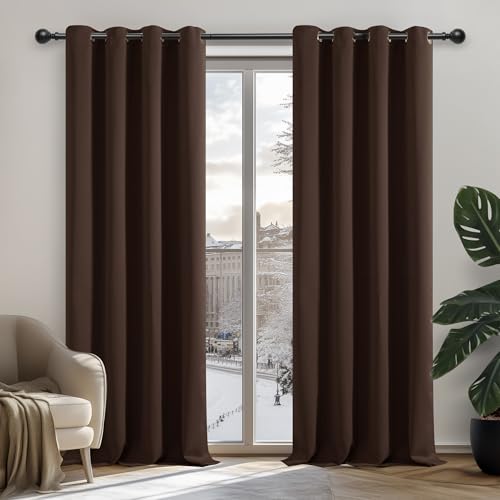 Deconovo Blickdichte Gardinen Vorhang Blickdicht Ösenvorhang Thermovorhang, 180x140cm(HöhexBreite), Braun, 2er Set Deconovo Blickdichte Gardinen Vorhang Blickdicht Ösenvorhang Thermovorhang, 180x140cm(HöhexBreite), Braun, 2er Set von Deconovo