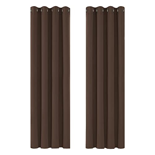 Deconovo Blickdichte Gardinen Vorhang Blickdicht Ösenvorhang Blickdicht dicke Thermogardine Kälteschutz warm Hitzeschutz, 280x140 cm(HöhexBreite), Braun, 2er Set von Deconovo