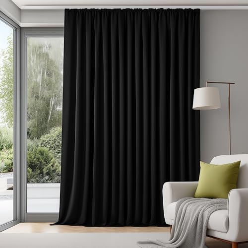 Deconovo Extra Breite Gardinen Wohnzimmer mit Kräuselband Blickdicht Vorhänge für Schiene Raumteiler Vorhang Verdunklungsvorhänge Kälteschutz, 245x300 cm(HöhexBreite), Schwarz, 1 Stück von Deconovo