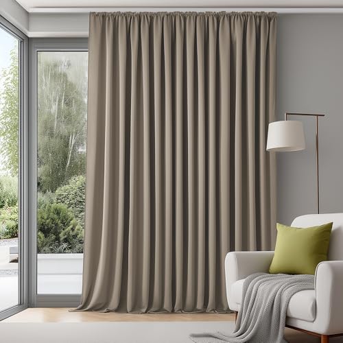 Deconovo Extra Breite Gardinen Wohnzimmer mit Kräuselband Blickdicht Vorhänge für Schiene Raumteiler Vorhang Verdunklungsvorhänge Kälteschutz, 245x300 cm(HöhexBreite), Taupe, 1 Stück von Deconovo