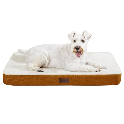 Deconovo Orthopädisches Hundebett – rutschfest & Waschbar – Flauschige Hundematte mit Abnehmbarem Bezug – Hundesofa für Gelenkschutz Hundekissen Hundebetten– 91x69x8cm, Kürbis von Deconovo