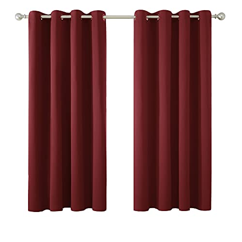 Deconovo Gardinen Blickdicht Vorhang Schlafzimmer Kälteschutz Vorhänge Blickdicht, 160x117 cm(HöhexBreite), Rot, 2er Set von Deconovo