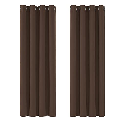Deconovo Gardinen Blickdicht Vorhang Schlafzimmer Kälteschutz Vorhänge Blickdicht, 160x117cm(HöhexBreite), Braun, 2er Set von Deconovo