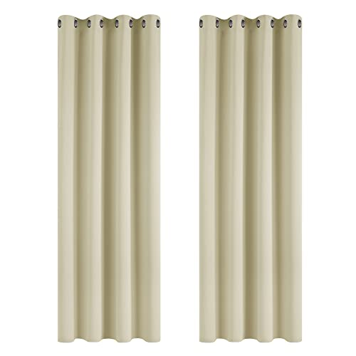 Deconovo Gardinen Blickdicht Vorhang Schlafzimmer Kälteschutz Vorhänge Blickdicht, 214x117cm(HöhexBreite), Beige, 2er Set von Deconovo