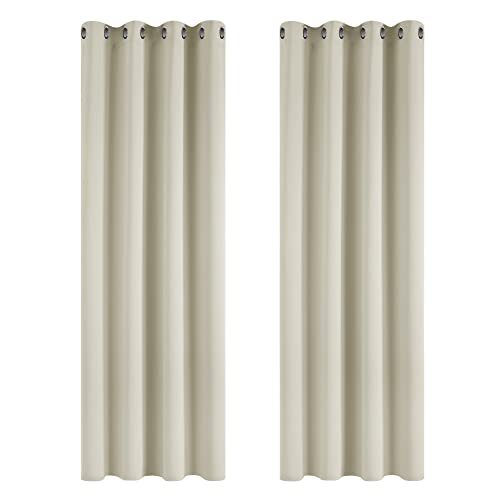 Deconovo Gardinen Blickdicht Vorhang Schlafzimmer Kälteschutz Vorhänge Blickdicht, 180x140cm(HöhexBreite), Hellbeige, 2er Set von Deconovo