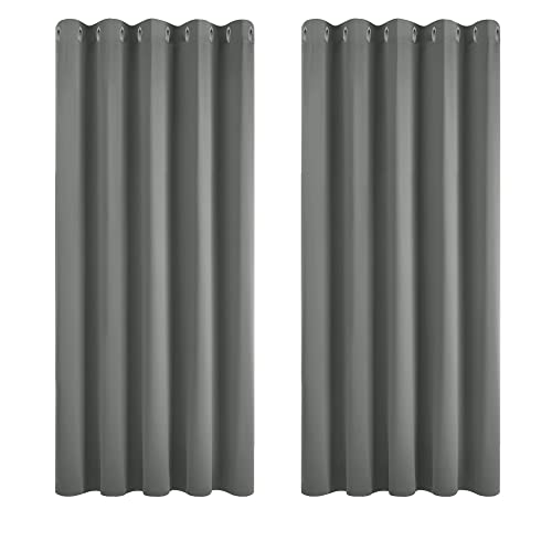 Deconovo Gardinen Blickdicht Vorhang Schlafzimmer Ösen Vorhänge Blickdicht Thermogardine Kälteschutz Vorhang Wärmeisolierend, 160x168 cm(HöhexBreite), Hellgrau, 2er Set von Deconovo