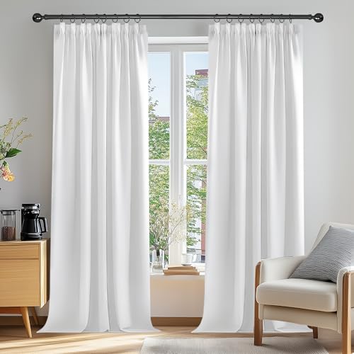 Deconovo Gardinen Verdunkelungsvorhang Kräuselband Schlafzimmer Thermogardine, 229x229 cm(HöhexBreite), Silber Grau, 2er Set von Deconovo