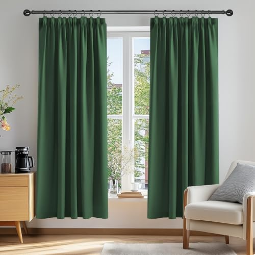 Deconovo Gardinen Verdunkelungsvorhang Kräuselband Schlafzimmer Thermogardine Kälteschutz, 183x132 cm(HöhexBreite), Waldgrün, 2er Set von Deconovo